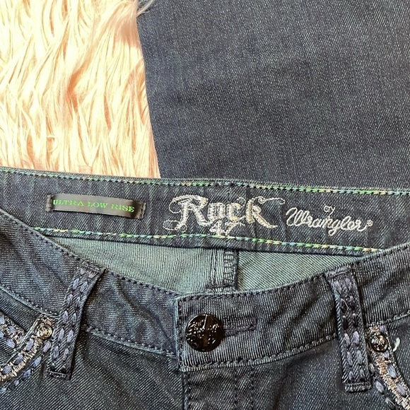 NWT Rock Wrangler Dark Wash Extra Low Rise Skinny Jean Size 3x33 Woman’s - Picture 2 of 9
